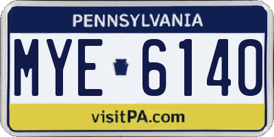 PA license plate MYE6140