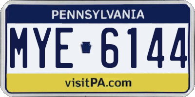 PA license plate MYE6144