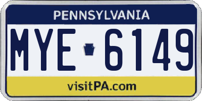 PA license plate MYE6149