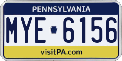 PA license plate MYE6156