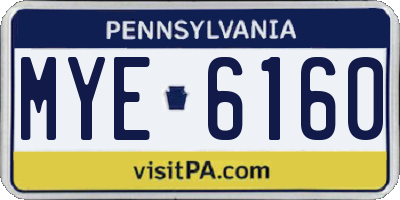 PA license plate MYE6160