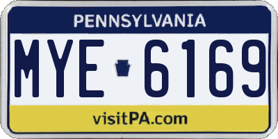 PA license plate MYE6169