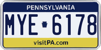 PA license plate MYE6178