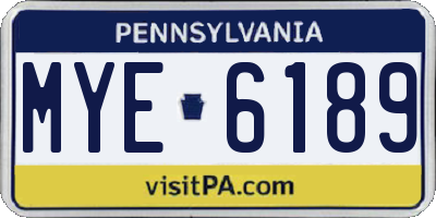 PA license plate MYE6189