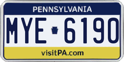 PA license plate MYE6190