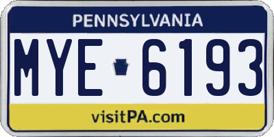 PA license plate MYE6193