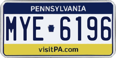 PA license plate MYE6196