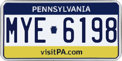 PA license plate MYE6198