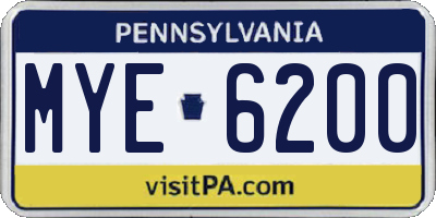 PA license plate MYE6200