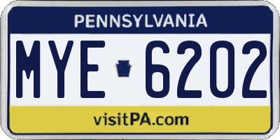 PA license plate MYE6202