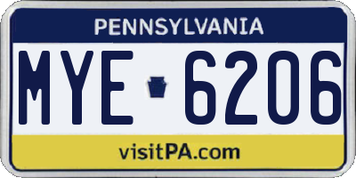 PA license plate MYE6206