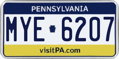 PA license plate MYE6207