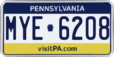 PA license plate MYE6208