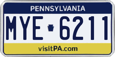 PA license plate MYE6211