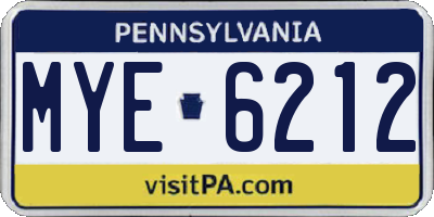 PA license plate MYE6212