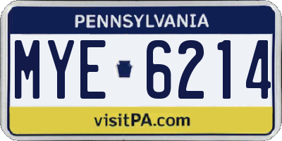 PA license plate MYE6214