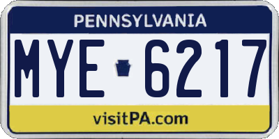 PA license plate MYE6217