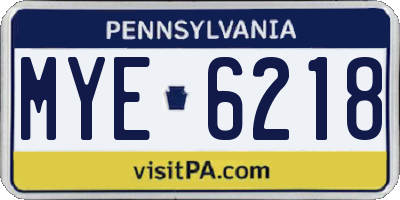 PA license plate MYE6218