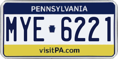 PA license plate MYE6221