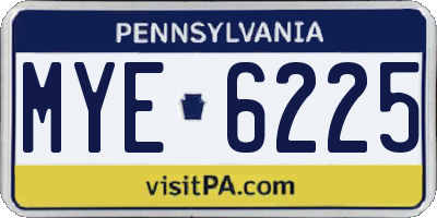 PA license plate MYE6225