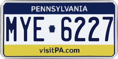 PA license plate MYE6227