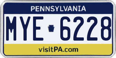 PA license plate MYE6228