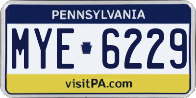 PA license plate MYE6229