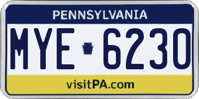 PA license plate MYE6230