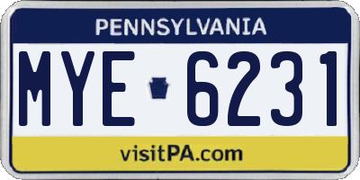 PA license plate MYE6231