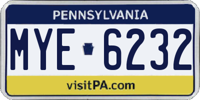 PA license plate MYE6232