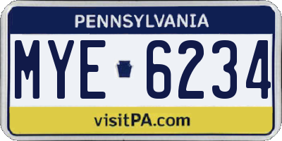 PA license plate MYE6234