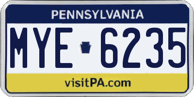 PA license plate MYE6235
