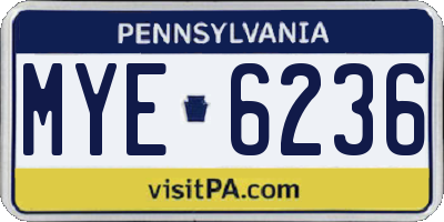 PA license plate MYE6236