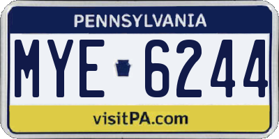 PA license plate MYE6244