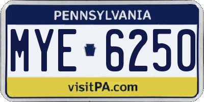 PA license plate MYE6250