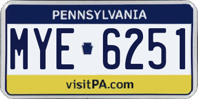 PA license plate MYE6251