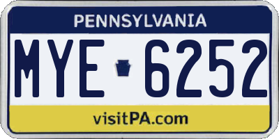 PA license plate MYE6252
