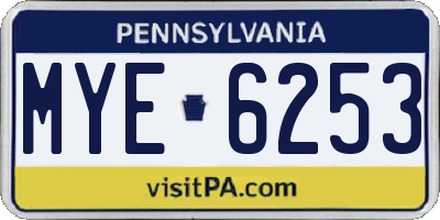 PA license plate MYE6253