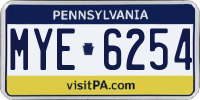 PA license plate MYE6254