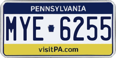 PA license plate MYE6255