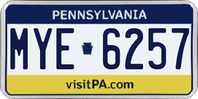 PA license plate MYE6257