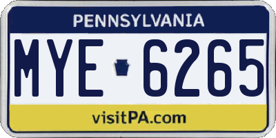PA license plate MYE6265