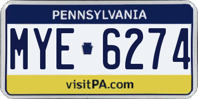 PA license plate MYE6274