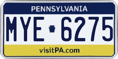 PA license plate MYE6275