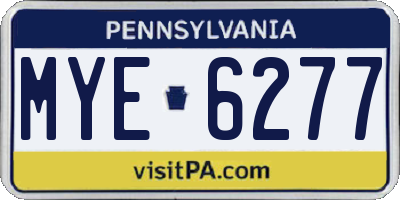 PA license plate MYE6277