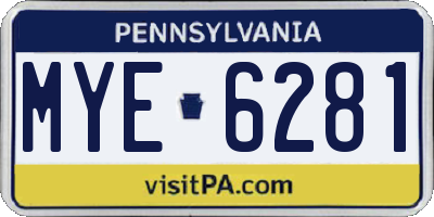 PA license plate MYE6281