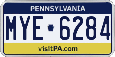 PA license plate MYE6284