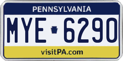 PA license plate MYE6290