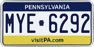 PA license plate MYE6292