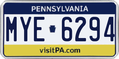 PA license plate MYE6294
